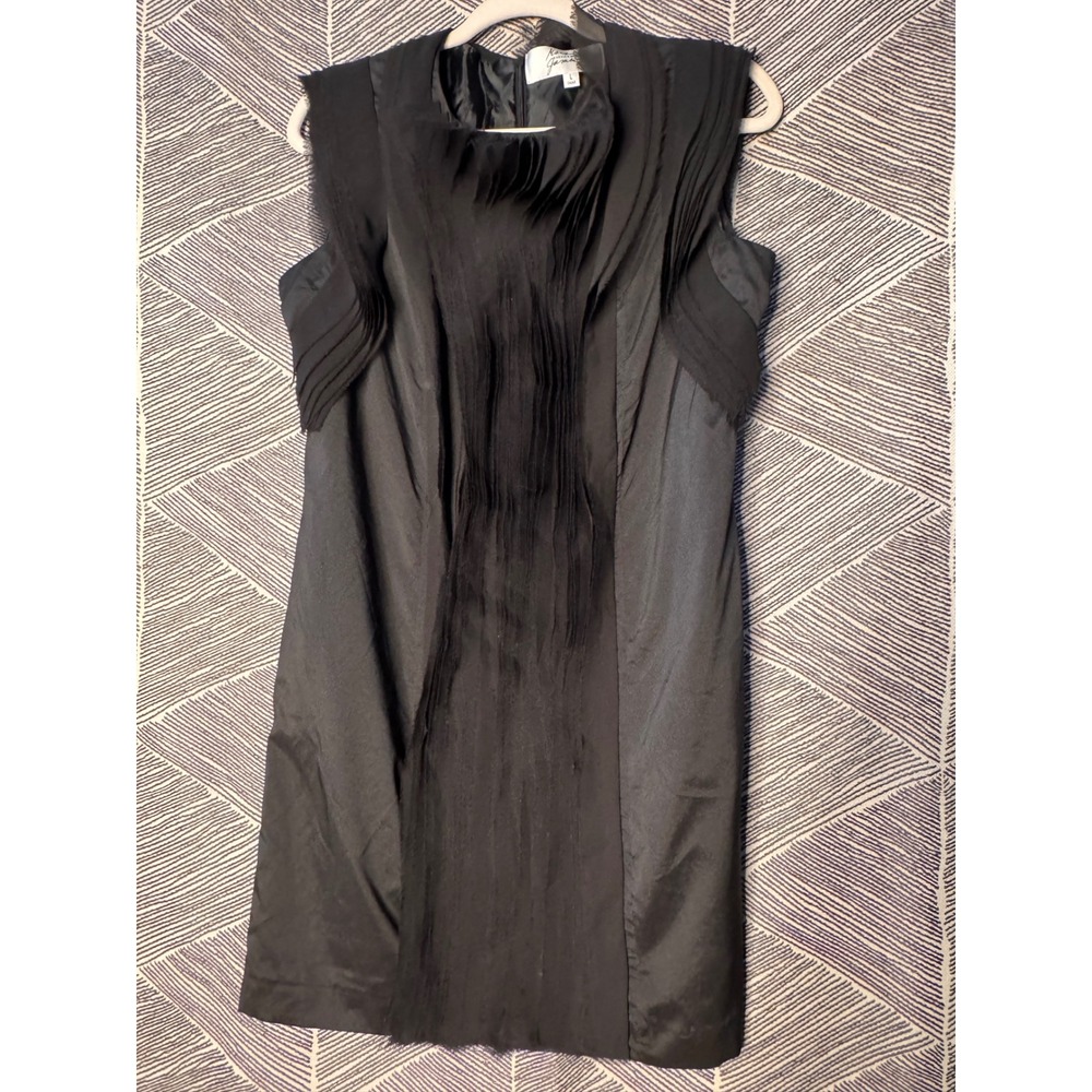 Badgley‎ Mischka Black Sleeveless Pleated Neck Sheath Dress Size L